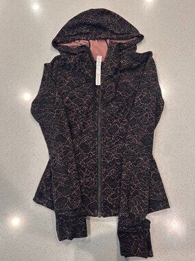 Lululemon Define Jacket- Black and Dusty Rose Floral Zip Hoodie